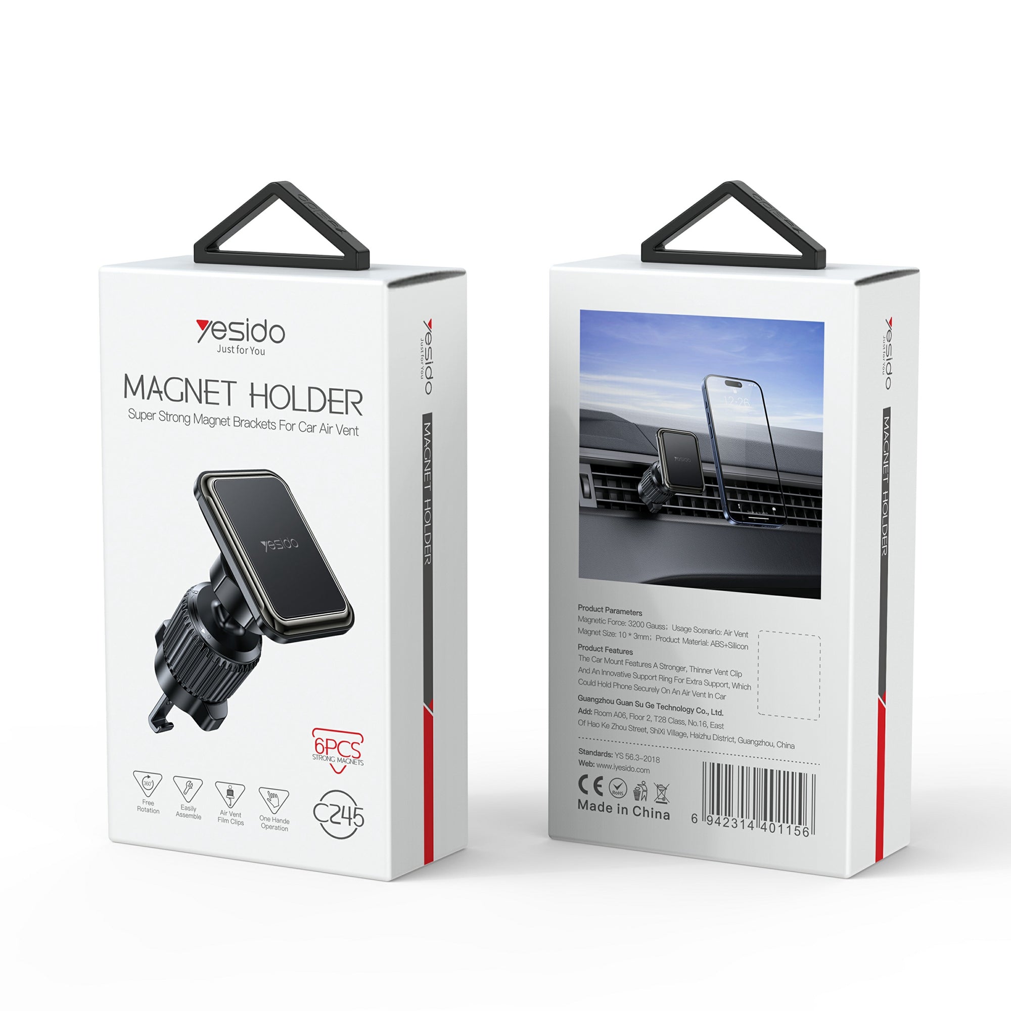 YESIDO C245 Hook Type Magnetic Mobile Phone Holder Bracket for Car Air Outlet YESIDO C245 Hook Type Magnetic Mobile Phone Holder Bracket for Car Air Outlet
